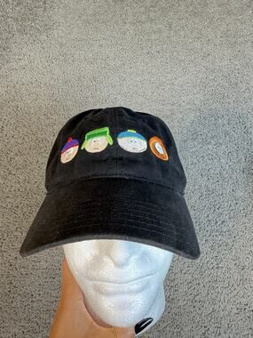 South Park Hat Cap Strap Back Mens One Size Black Embroidered Stan Kyle Cartman